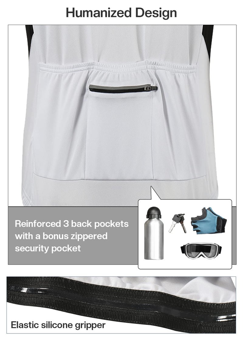 BERGRISAR Men's Basic Cycling Jerseys Long Sleeves Bike Bicycle Shirt Zipper Pockets BG012 White Size XX-Large - Image 3